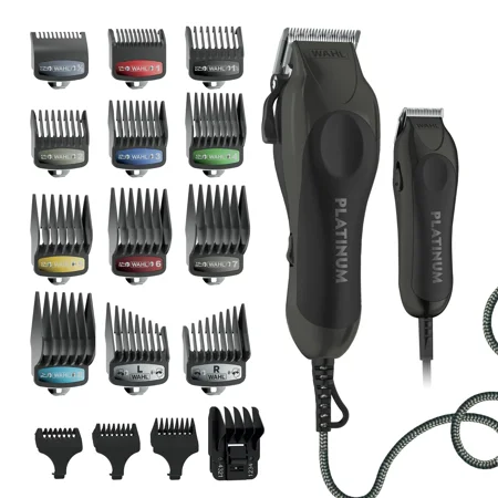 Wahl Pro Series Platinum Combo Kit for Men or Women, Premium Hair Clipper Black/ Corded 79804-100