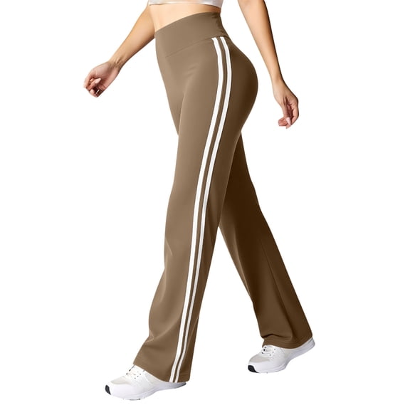 Pants for Women Casual,Yoga Pants for Women High Waist Tummy Control Bootcut Leggings with Side Stripes Casual Stretch Trousers
