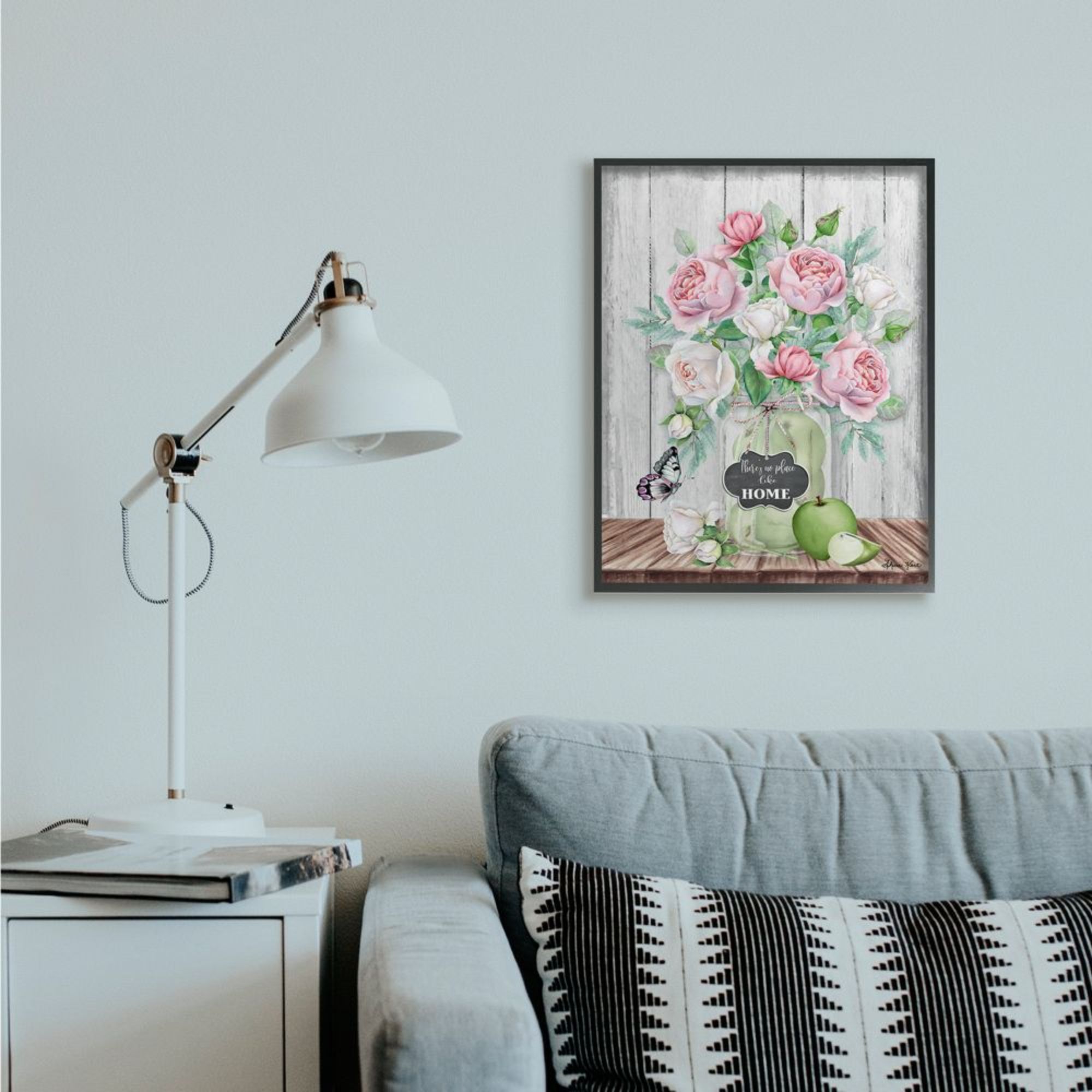 Stupell Industries No Place Like Home Text Pink Roses Fruit Jar Design by Sheri Hart