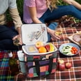 thumbnail image 5 of FORMRS Insulated Cooler Bag 24 Cans Capacity Soft Leakproof Lunch Box with Side Pockets, Red and Purple Plaid Pattern, 5 of 7