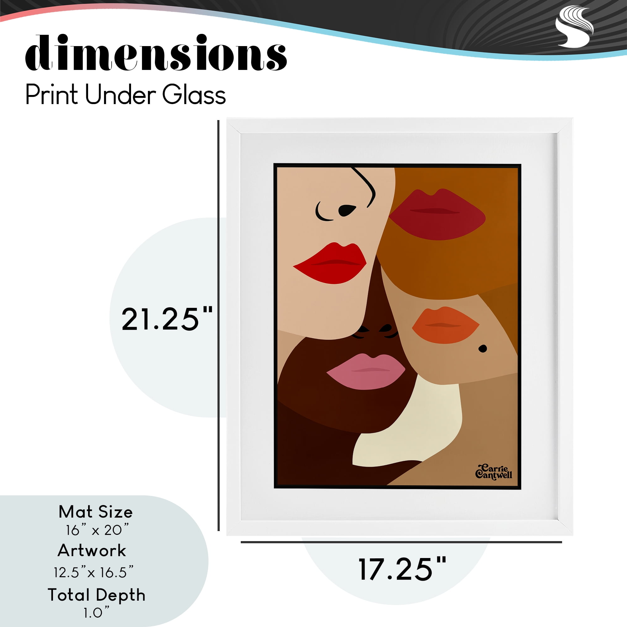 Many Faces of Women White Framed Print Under Glass, design by Carrie Cantwell
