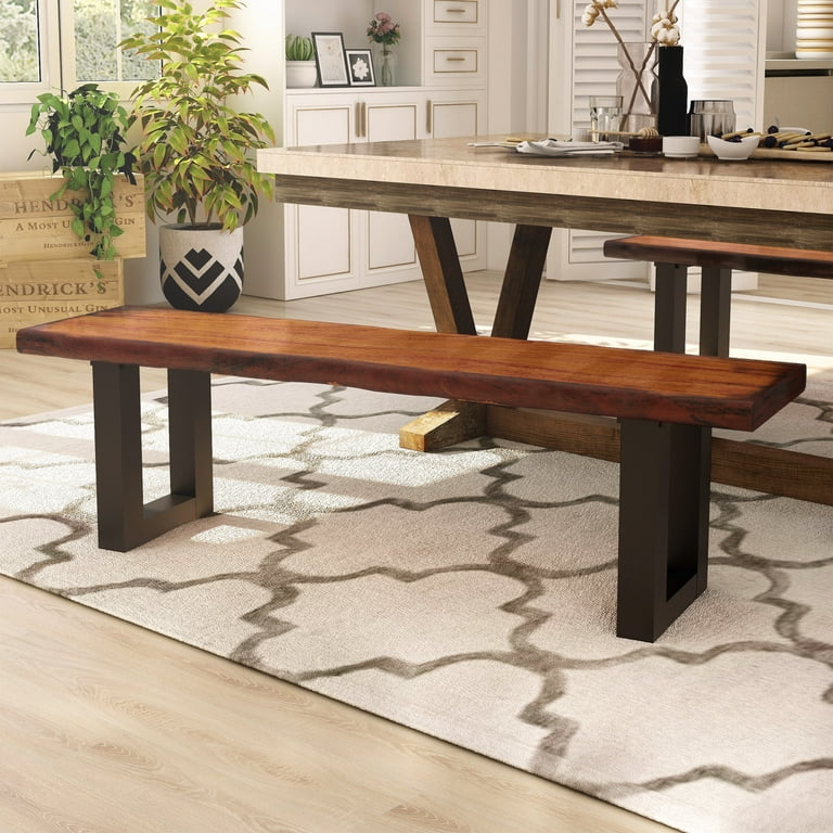 tobacco finish furniture Furniture of America Buntix Wood Dining Bench, Tobacco Oak Finish