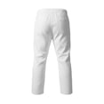 thumbnail image 5 of JUUYY Men's Linen Capri Pants Beach Drawstring Elastic Waist Loose Cropped Pants Casual Lightweight Vacation Summer Yoga 3/4 Trousers White S, 5 of 6