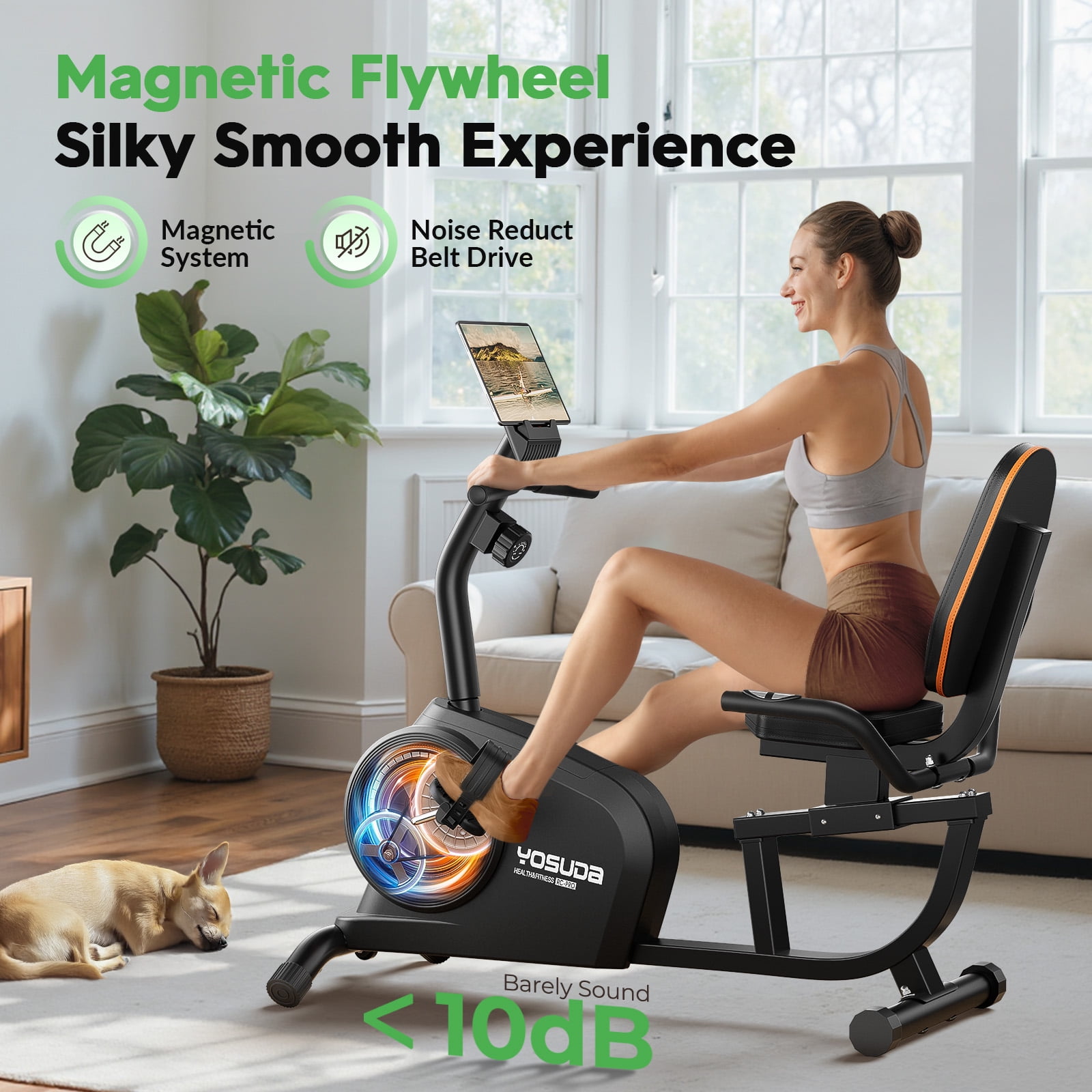 YOSUDA Recumbent Exercise Bike for Adults Seniors with Quick Adjust Seat, 350LB Capacity & 16-level Resistance