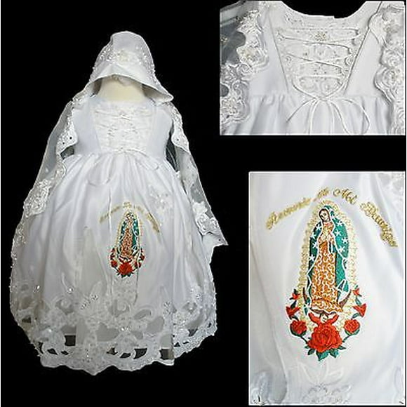 Baby Girl & Toddler Christening Gold Guadalupe 4 Baptism White 01234(0M-30M)
