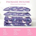 thumbnail image 6 of Quilt Set Full/Queen Size, Cute Purple Unicorn 3 Pcs Soft Bed Cover Bedding Set for Kids and Adults, Happy Cartoon Horse Lightweight Bedspread Coverlet with Pillow Sham for All Season, 6 of 7