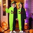 thumbnail image 2 of CUZIBR Baby Halloween Onesie Pajamas Girls Boys Hooded Plush Pumpkin Pajama Patchwork Zip Up Long Sleeve Jumpsuit Loungewear Soft Homewear,Light Green,5-6 Years, 2 of 4