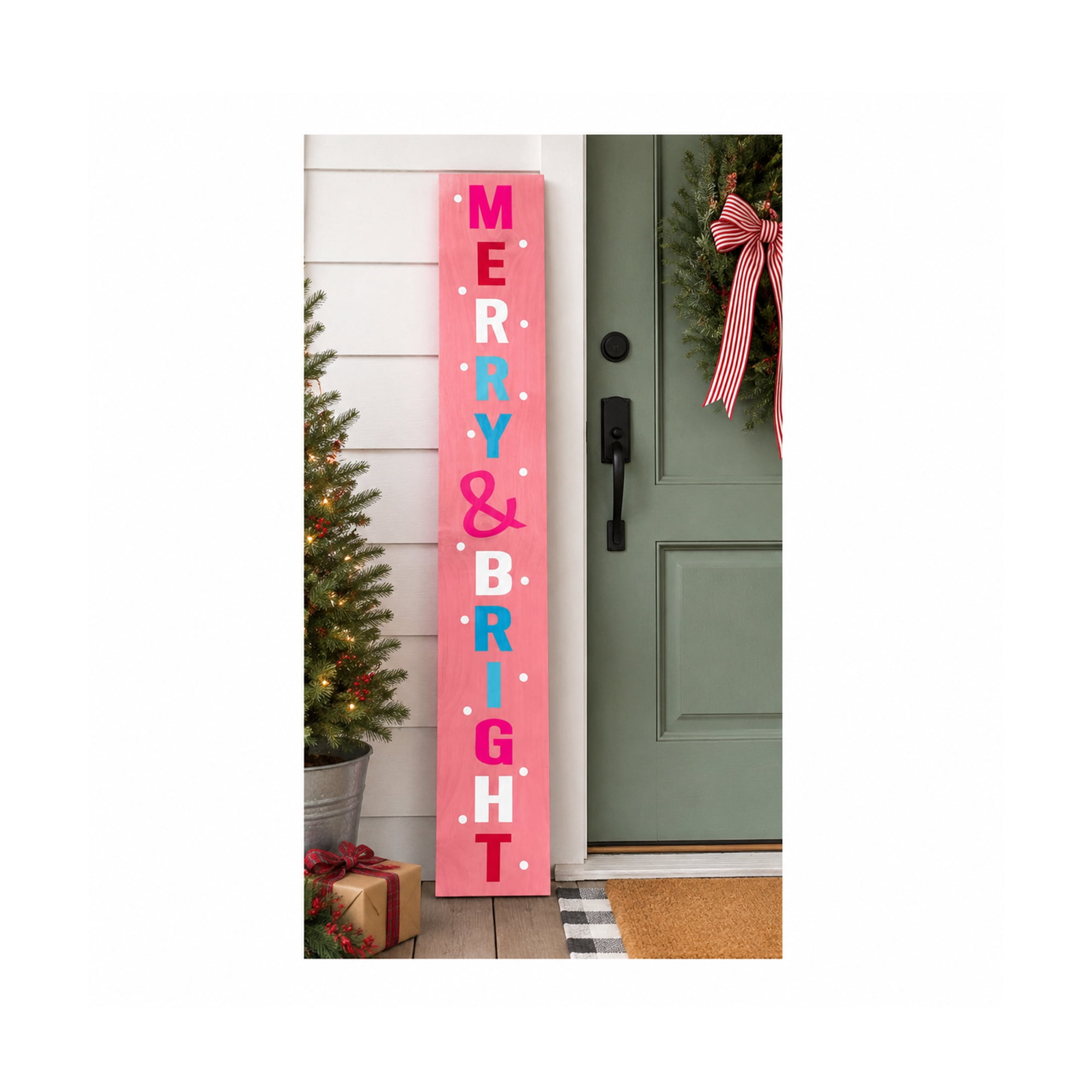 Calloway Mills 118735907 Pink Merry and Bright Porch leaner, 59" x 07"