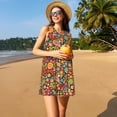 thumbnail image 3 of Cauagu Robes d'Été Hippie Peace Love pour Femmes, Robes Sans Manches Décontractées de Vacances Col Rond avec 2 Poches, 3 of 7