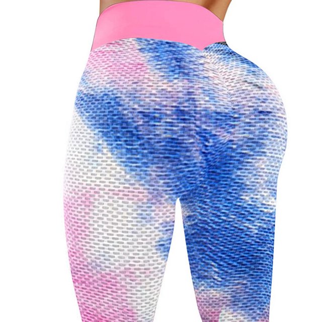 Gibobby Pantalones de mezclilla Active Stretch Fitness Leggings para mujer Tie-dye Yoga Pants Running Sports Yoga Pants(Rosa, M)