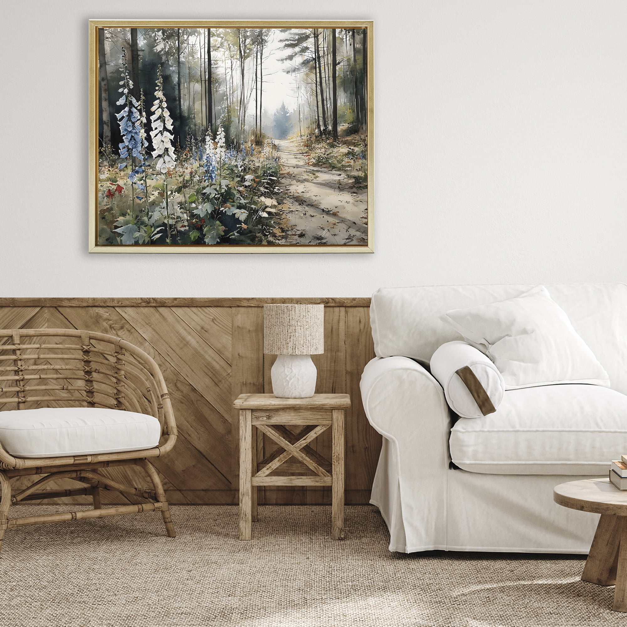 Stupell Industries Foxglove Path Sunlit Woods Gold Framed Floater Canvas Wall Art, design by Franklyn Gregory
