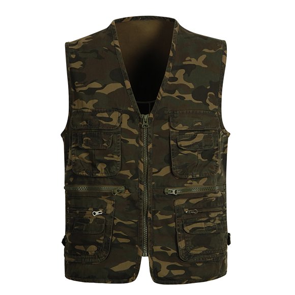 Mens Vest Jacket Mens Outdoor Vest Leisure Jacket Lightweight Vest with Zip Many Pockets