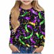 thumbnail image 2 of Blusas y camisas de manga larga con cuello redondo Camisas con estampados de manga larga Cuello redondo lindo Blusas casuales elegantes Ropa Camisas de cuello redondo Niña Top de poliéster, 2 of 5
