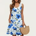 thumbnail image 4 of Tauxra Robe Courte Sans Manches à Fleurs pour Femmes Grande Taille Décontractée Col Rond Été Plage Vacances, 4 of 5