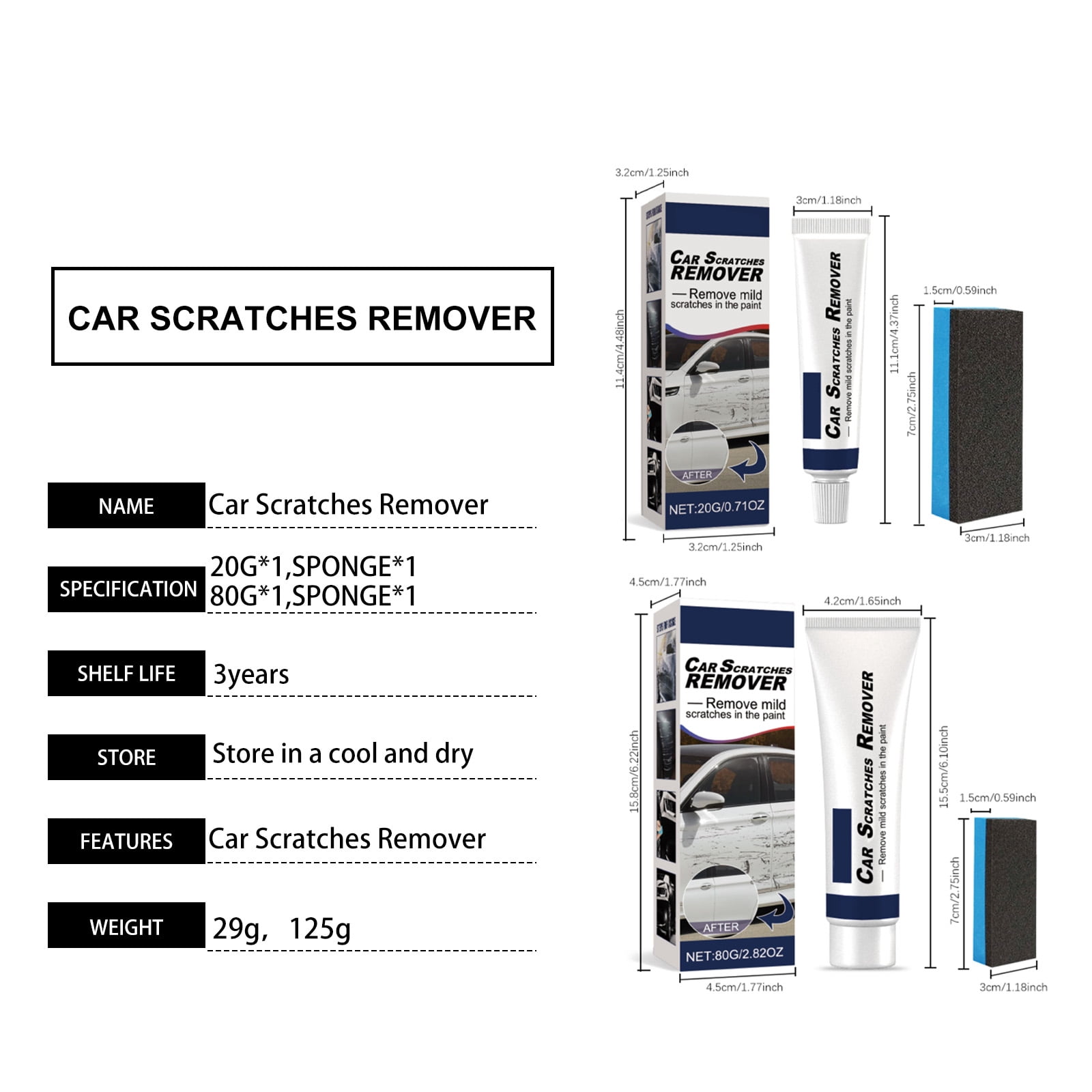 Alvantor Deep Scratch Remover Polish Wax Repair Kit with Paint Restoration, 0.71oz
