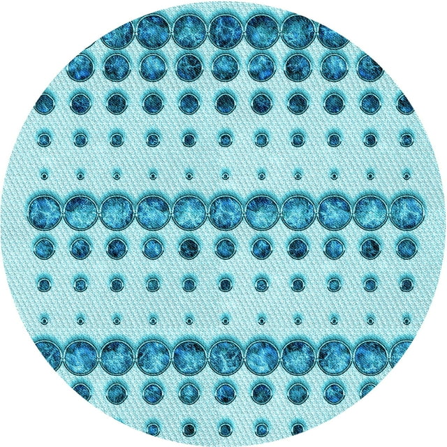 Ahgly Company Tapis d'Intérieur Ronds Transitionnels Lavables à la Machine Bleu Ivy Blue, 4 Pieds Rond