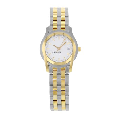 - Pre-Owned Gucci 5500L YA055528 White Dial Gold Tone Stainless Steel Quartz Ladies Watch
