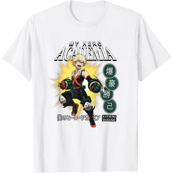 My Hero Academia Katsuki Bakugo Icons Anime T-Shirt Cotton Adult Short Sleeve T-Shirt