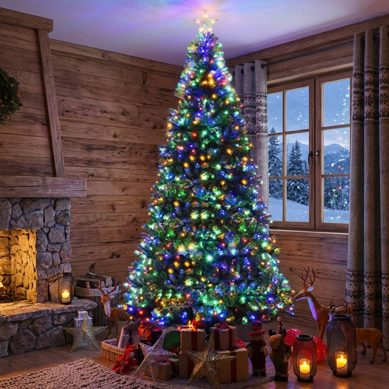 RUIE, 9 ft Green Artificial Christmas Tree, with 1000 LED Lights, Giant 9 Ft Christmas Tree, 2944 Branch Tips, Easy Assembly for Indoor Outdoor