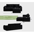 thumbnail image 5 of YVDNHP L Shaped Couch Boneless Modular Sectional Sofa, Comfy Flannel Fabric 2-Seater Deep Seat Cloud Sofa with Footrest, for Living Room, Apartment, Office, No Assembly Required, Black, 5 of 8