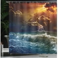 thumbnail image 4 of Ambesonne Nature Shower Curtain, Ocean Wild Waves Art, 69"Wx75"L, Orange and Blue, 4 of 5