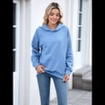 thumbnail image 4 of Sudadera con Capucha para Mujer, Informal, de Larga, Holgada, con Bolsillo. Azul L, 4 of 9