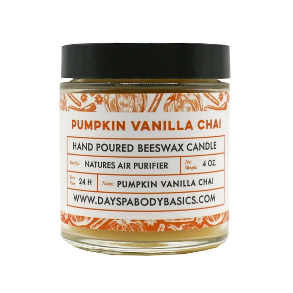 Nature's Apothecary - Pumpkin Vanilla Chai Hand-Poured Pure Beeswax Candle - 4 oz