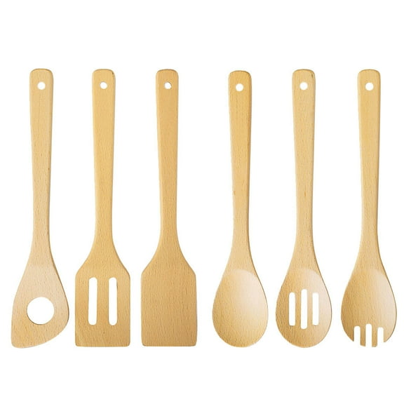 FELTECHELECTR Wooden Kitchen Spatula Set Long Handle Utensils for Home Cooking 6pcs