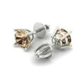 thumbnail image 2 of 1 ct Screw-Back Stud Earrings for Women | 5.0mm Round Cut Yellow Moissanite | 18K White Gold, 2 of 5