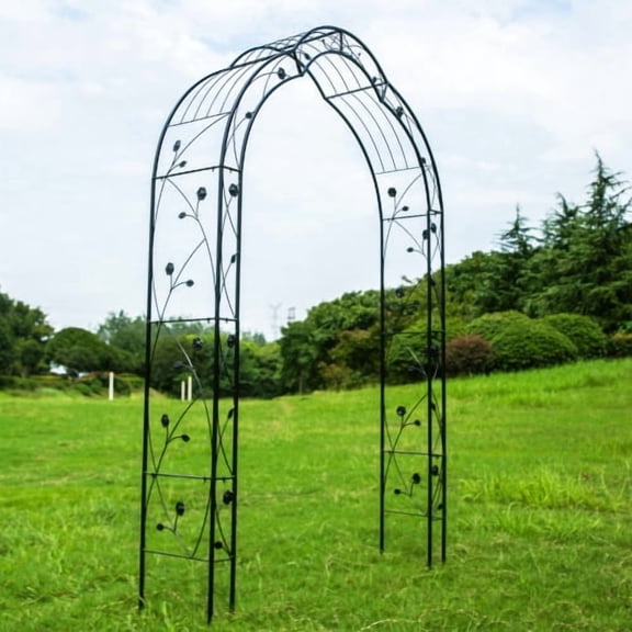 DEGUO Metal Garden Arch Assemble Freely Garden Arbor Trellis Climbing Plants Support Rose Arch Black