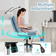 thumbnail image 3 of AECOJOY Desk Chair with Back, Adjustable Height Office Chair with Wheels Armless Vanity Chair Linen Fabric Swivel Chair for Office, Home, Blue, 3 of 9