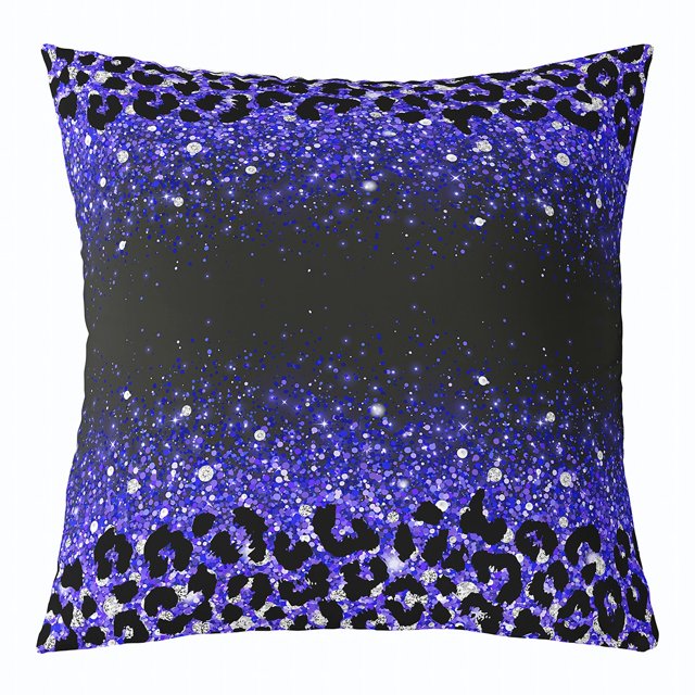 YST Purple Blue Leopard Pillow Cover 20x20 Inch,Ombre Gradient Throw Pillow Cover for Sofa,Rustic Farmhouse Cheetah Decorative Pillow Cover,Modern Sequins Galaxy Cushion Cover