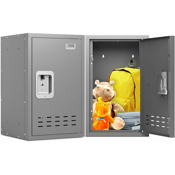 19.7" H Locker Storage - Metal Locker with Lockable Door, Small for Office, Employees and Kids - Gray - Assembly Required