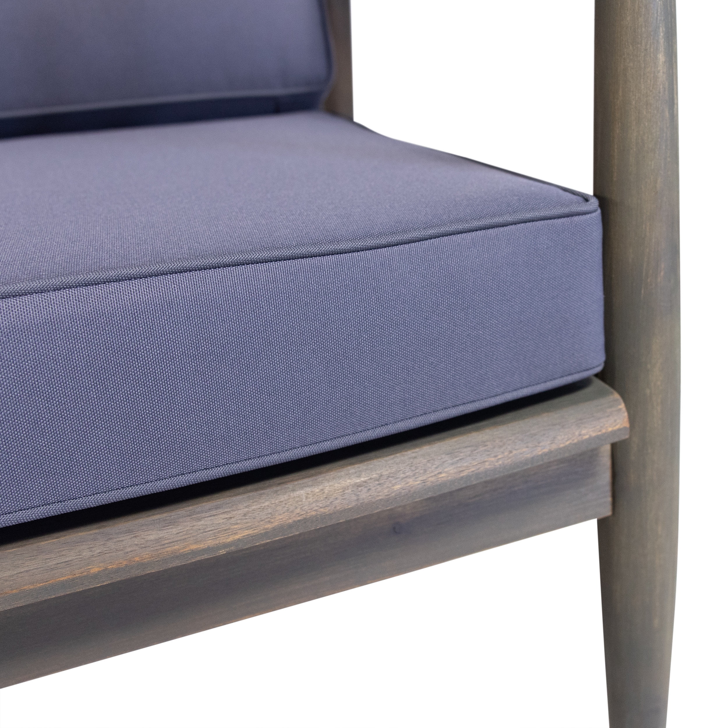 Greta Acacia Wood 4-Piece Outdoor Chat Set with Dark Gray Cushions, Gray