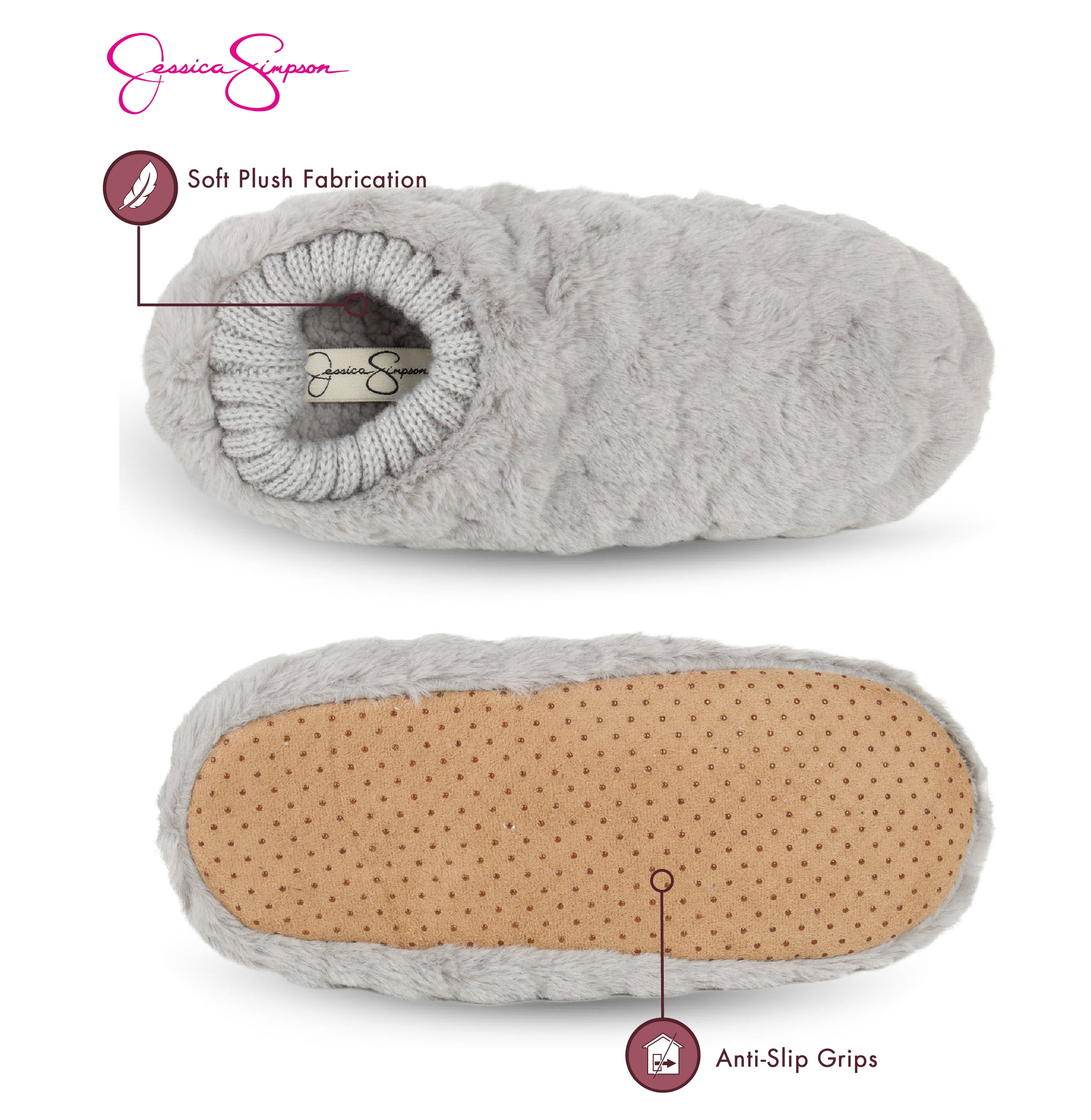 Jessica Simpson Womens Soft Cozy Machine Washable Anti-Slip Slipper Socks