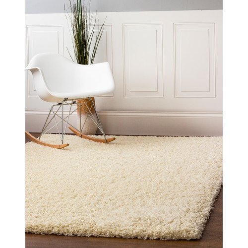 Super Area Rugs, Cozy Plush Vanilla Cream Solid Shag Rug, 3' 3" x 5' 3