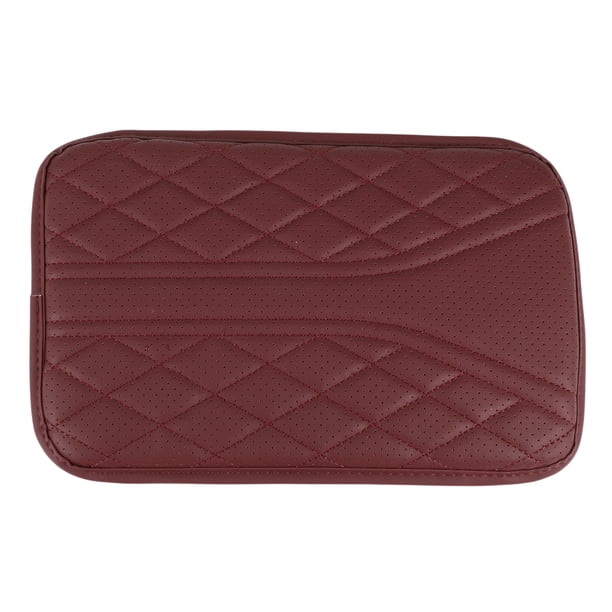 Funda del Consola Central del Coche Funda para Reposabrazos con Bolsa de Almacenamiento 11.81"x7.76"x0.59" Cuero Nappa Rojo Oscuro
