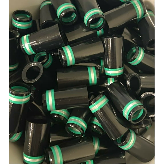 Iron Ferrules Black w/ Green & Silver Rings 1”