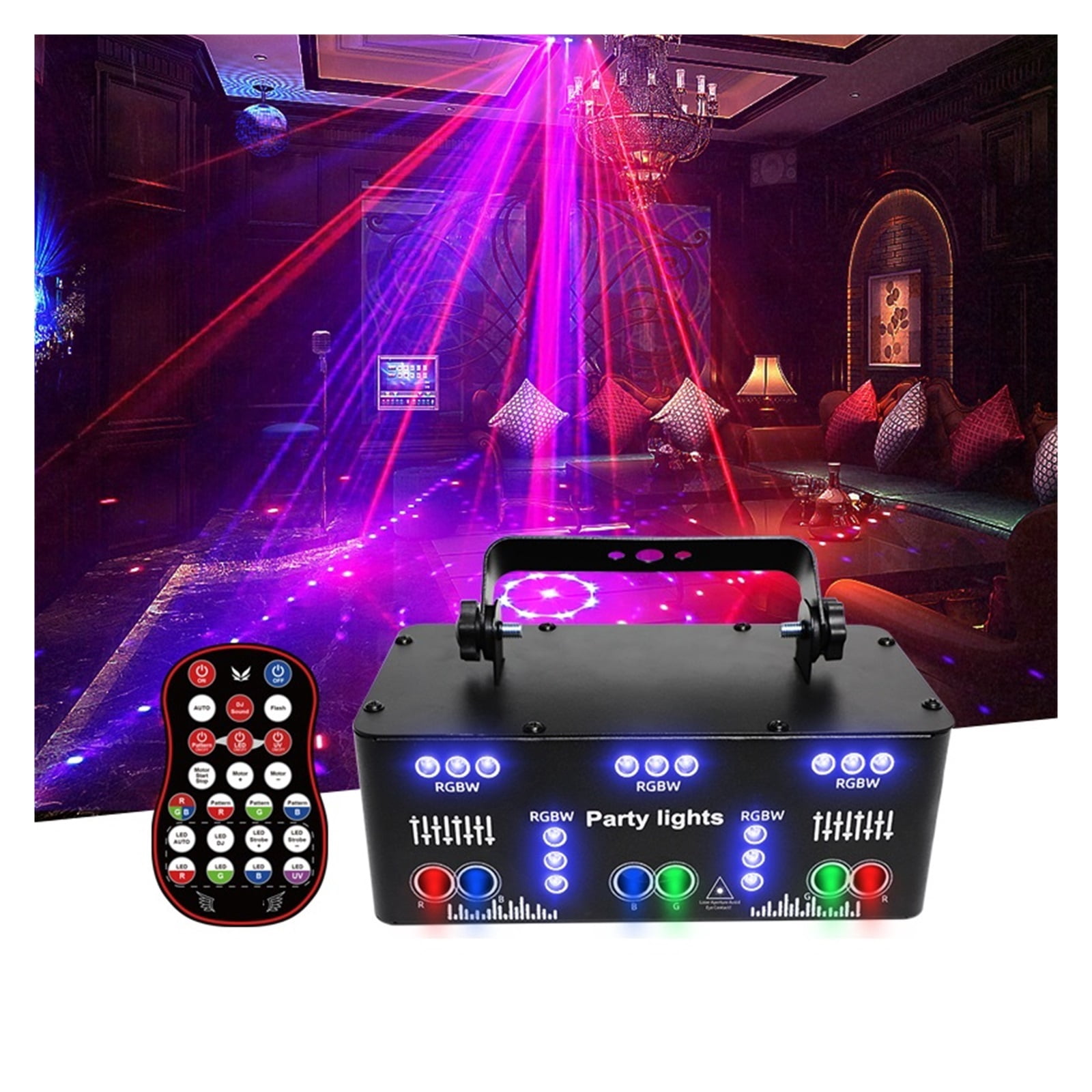 21 Eyes RGB DJ Disco Light Beam Projector Remote Strobe Stage Black Light Effect Xmas Club Party Holiday Halloween ,Easy to Install