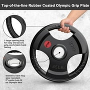 GIKPAL 90lbs Weight Plates 2 Inch Rubber Coated Olympic Weight Plate for Strength Training & Weightlifting in Home Gym, Solid Cast Iron Bumper Plates for Barbell