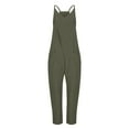 thumbnail image 3 of UVEASISHA Casual Rompers for Women Sleeveless V Neck Spaghetti Strap Overalls One Piece Capri Jumpsuits with Pockets Army Green XXL, 3 of 4