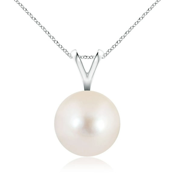 ANGARA Freshwater Cultured Pearl Solitaire V-Bale Pendant in Platinum for Women | June Birthstone, Birthday, Anniversary, Jewelry Gift for Women | Pearl Necklace