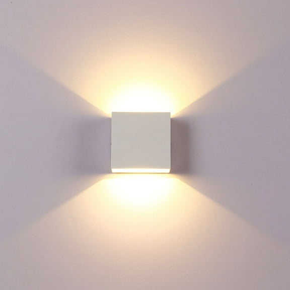 MLINS Square LED Wall Lamp Creative Modern Wall Sconce Indoor Wall Light Decor for Living Room Bedroom Corridor Stairs (White)