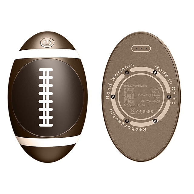 Rechargeable Rugby Shaped Hand Warmer - Portable 2500mAh Battery Operated Hand Warmer for Outdoors Ideal for Men and Women