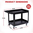 thumbnail image 4 of AKDSteel Chariot Utilitaire Robuste à 2 Tablettes – Capacité de 550 Lb, Chariot de Service Roulant en Plastique avec Freins, Tablettes à Rebord et Poignée Ergonomique pour Entrepôt, Garage, Entretien, 4 of 7