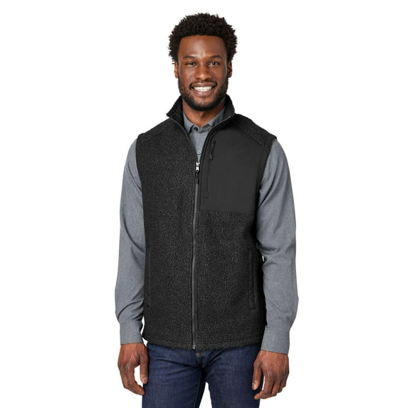 North End NE714 Men's Aura Sweater Fleece Vest-Black/ Black-M