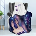 thumbnail image 4 of Celestial Soft Flannel Fleece Throw Blanket, Gemini Zodiac with Twin Girls and Constellation Hair Horoscope, Cozy Plush for Indoor and Outdoor Use, 70" x 90", Violet and Multicolor, by Ambesonne, 4 of 5