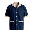 thumbnail image 6 of Men Short Sleeve Button Down Shirt with Contrast Trim Notched Collar Relaxed Fit Casual Top for Everyday Wear, 6 of 8