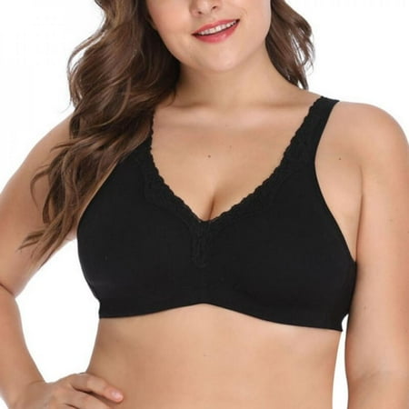 

Promotion!!!Women Casual Solid Color Lace Edge Without Steel Ring Sports Bra Large Size
