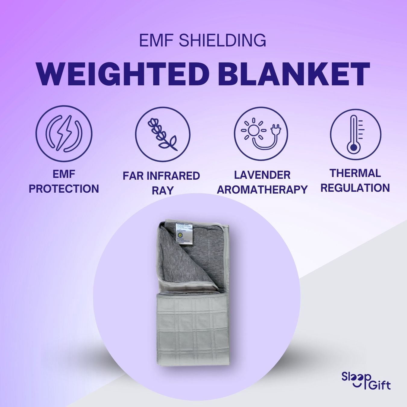 Anti Radiation EMF Protection Weighted Blanket, Wireless Signals, RF and 5G Shielding Cotton Blanket with Far Infrared Ray Emitting - Breathable 13.5 lbs. Heavy Blanket for Adults, Grey (80x56”)